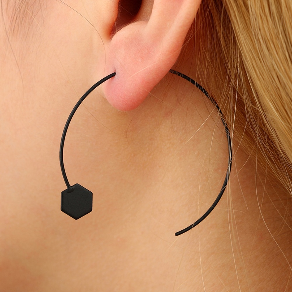 Trendy black hoop earrings